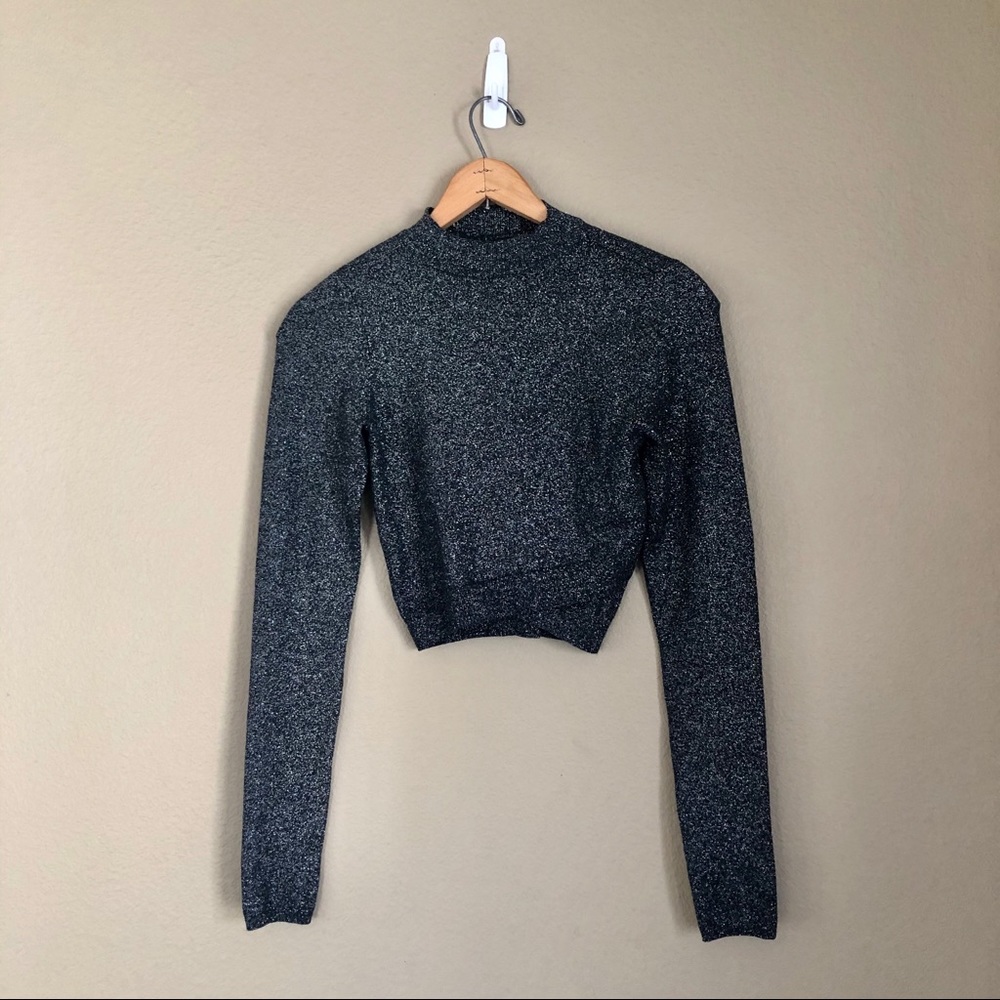 Express || Metallic Crop Sweater